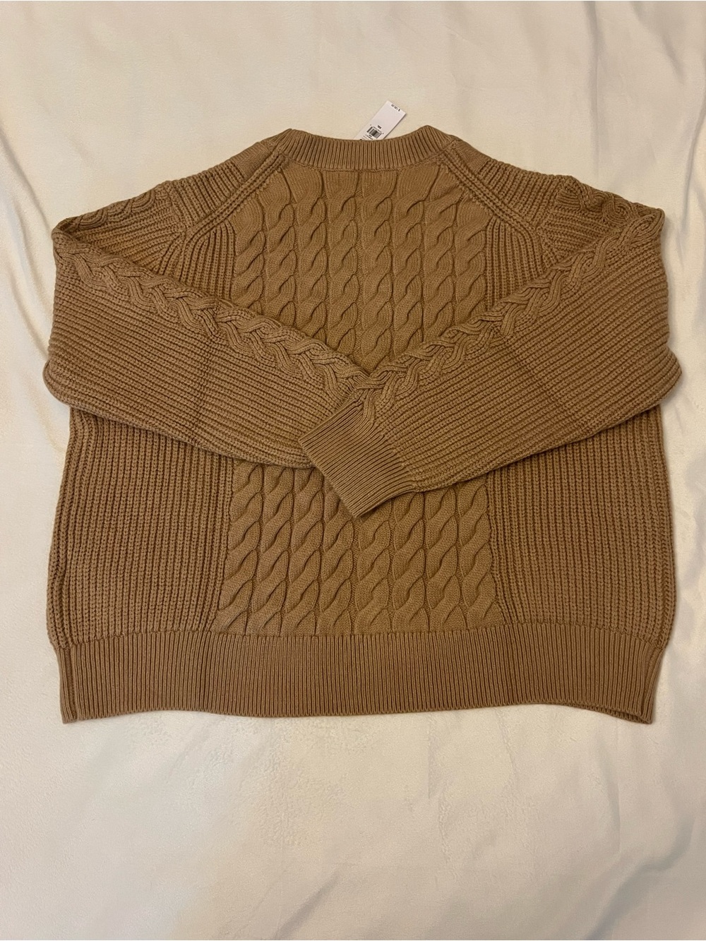Banana Republic Women's Cable Knit Crewneck Sweater - Camel Brown - Picture 3 of 6